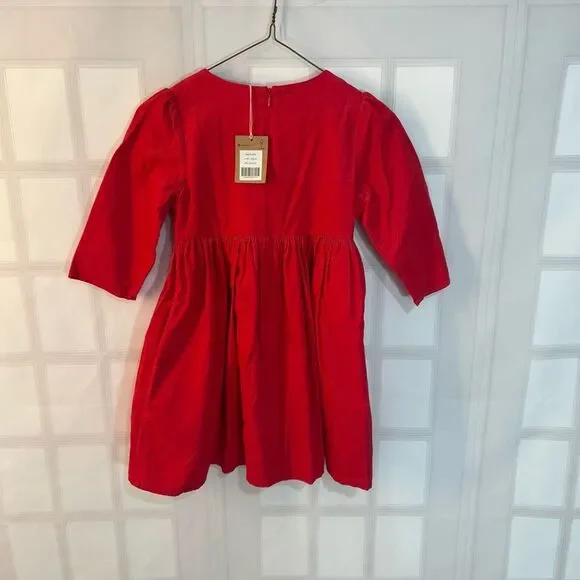 Boden NWT Pop Peony Festive Holiday Embroidered Long Sleeve Corduroy Dress 7-8Y - Picture 4 of 8